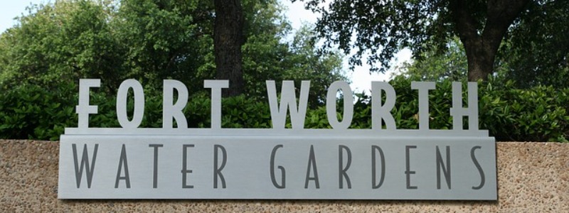 Fort Worth Water Gardens sign